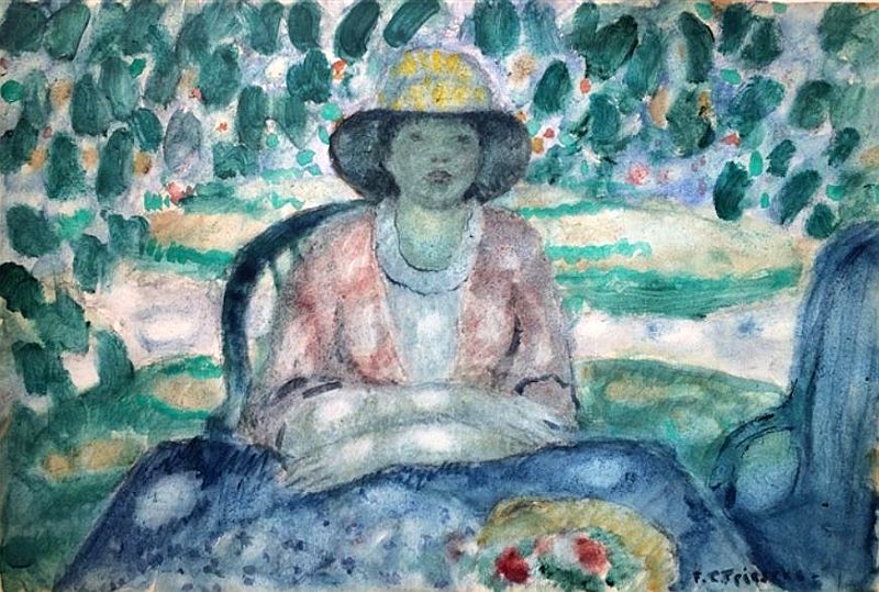 In the garden, Giverny  by Frieseke