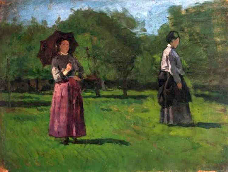 femems dans un verger &agrave; St-Sim&eacute;on par Louis Alexandre Dubourg