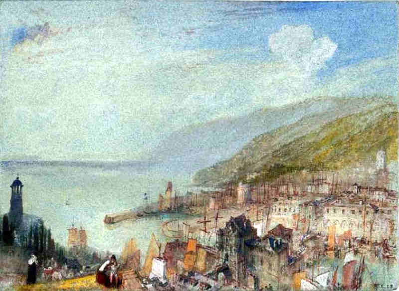 Honfleur vue d'en haut par   William Turner