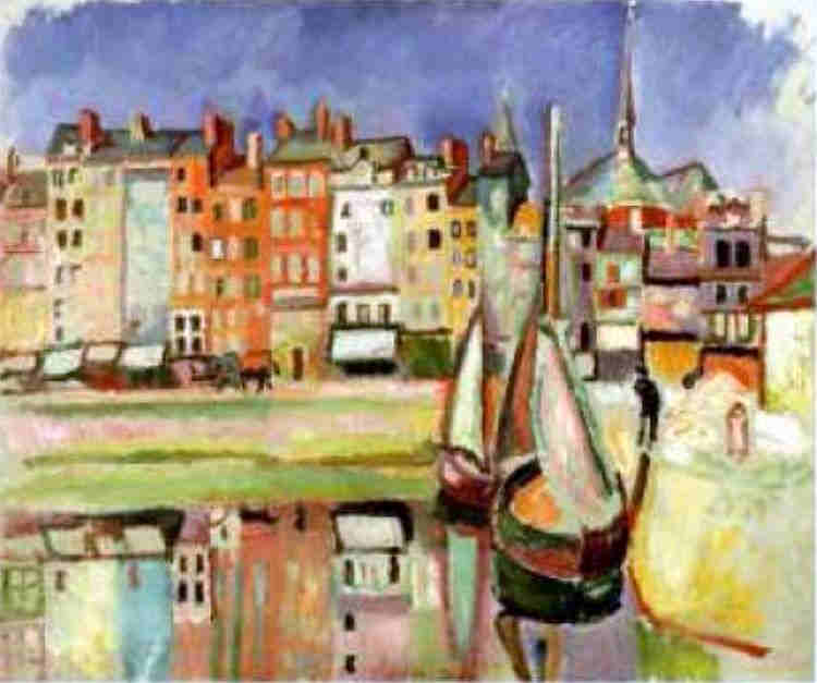 Vieilles maisons sur le port de Honfleur par Raoul Dufy