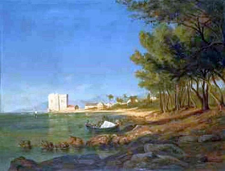&icirc;le St-Honorat  et le fort par Jean F&eacute;lix Cl&eacute;ment Choisnard