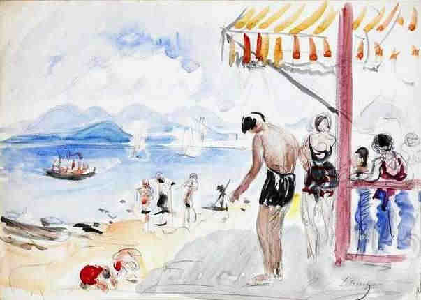 Sur la plage &agrave; Cannes par Henri Lebasque