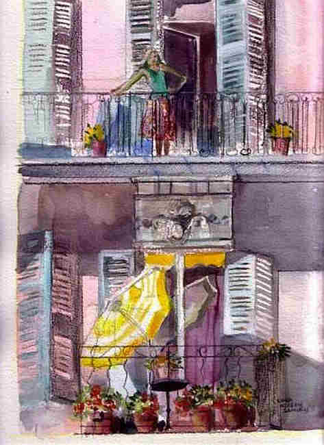 Yellow umbrella  Cannes   by Linda Nissen Samuels