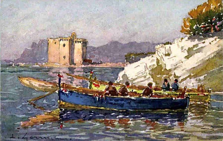 Barque &agrave; St-Honorat peinture