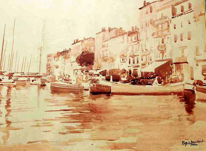 Le port de Cannes par Louis Eug&egrave;ne Lambert