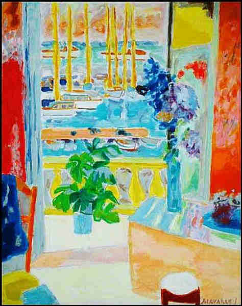 Fen&ecirc;tre sur le port de Cannes  par Jean Jules Cavaill&egrave;s