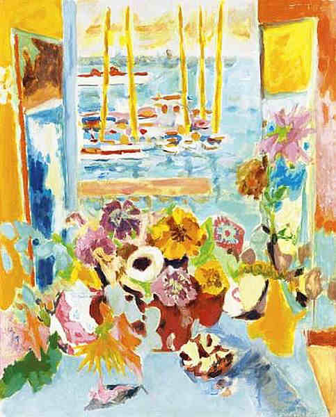 Fen&ecirc;tre sur le port de Cannes  par Jean Jules Cavaill&egrave;s