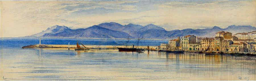 Vue du port de Cannes par Edward Lear