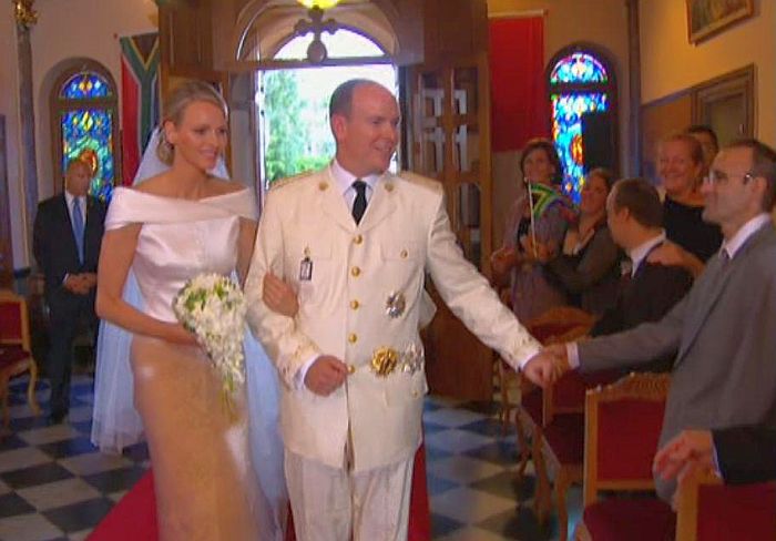 Prince Albert de Monaco and princess Charl&egrave;ne, chapelle sainte D&eacute;vote