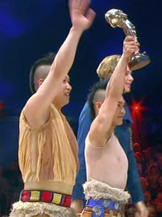 Duo acrobatique de Suining, Chine, clown d'argent