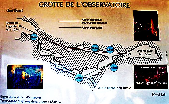 Plan de la  grotte du jardin exotique de Monaco 