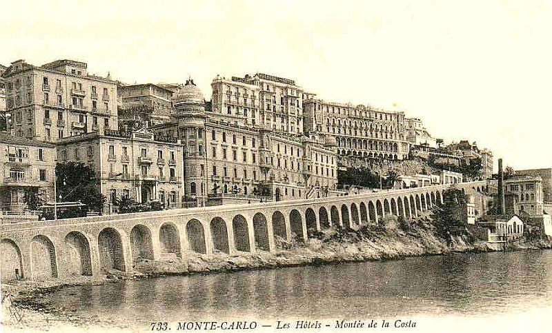 Carte ancienne Monte-Carlo, mont&eacute;e de la Costa