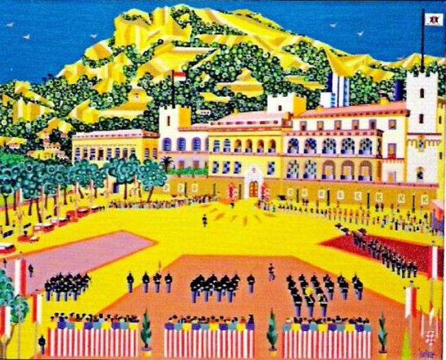 Prise d'armes devant le Palais de Monaco par  Claude Gauthier