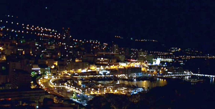 Monaco harbor by night