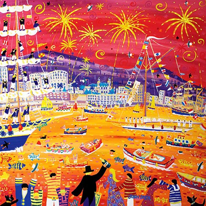 tall ships  and small ships in the harbor of Monaco by John Dyer